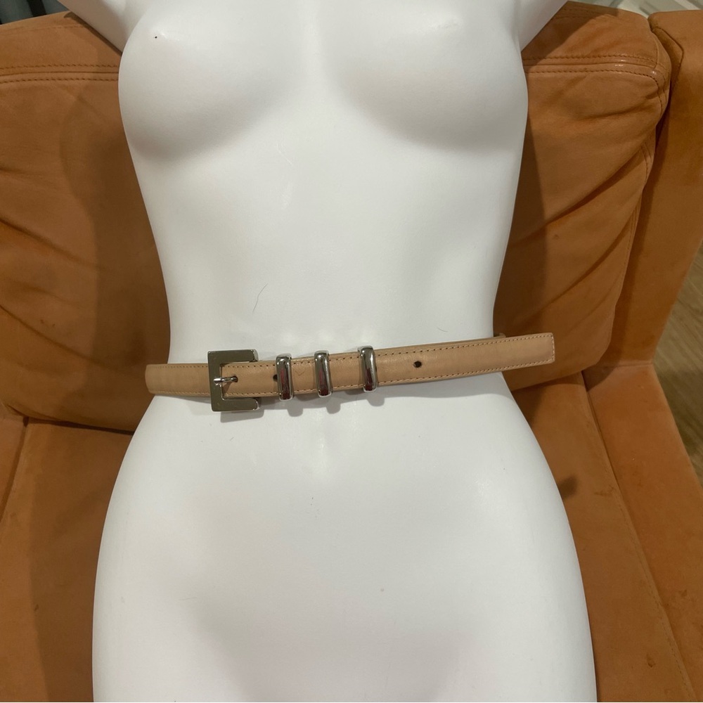 W Kleinberg glazed calf leather belt w/triple keeper S nwot $149